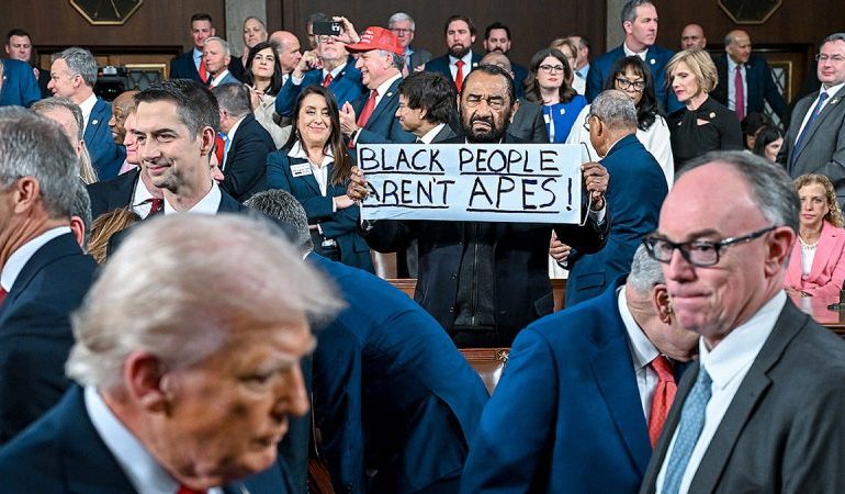 Al Green ejected from Trump primetime address again — this time with protest sign